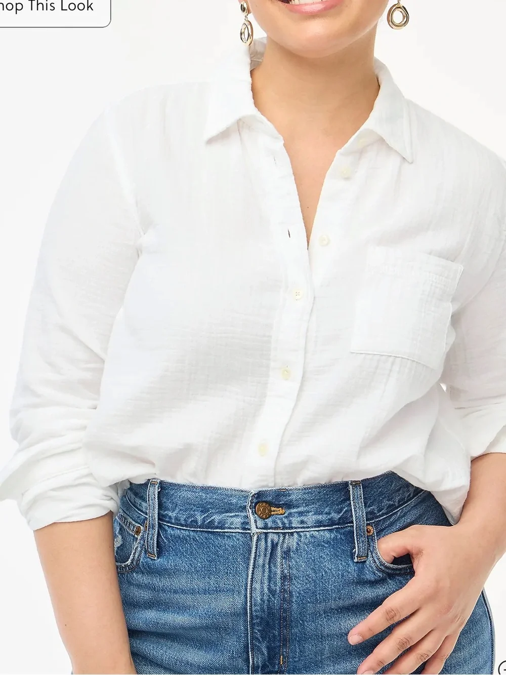 J. Crew White Double Gauze button down Shirt